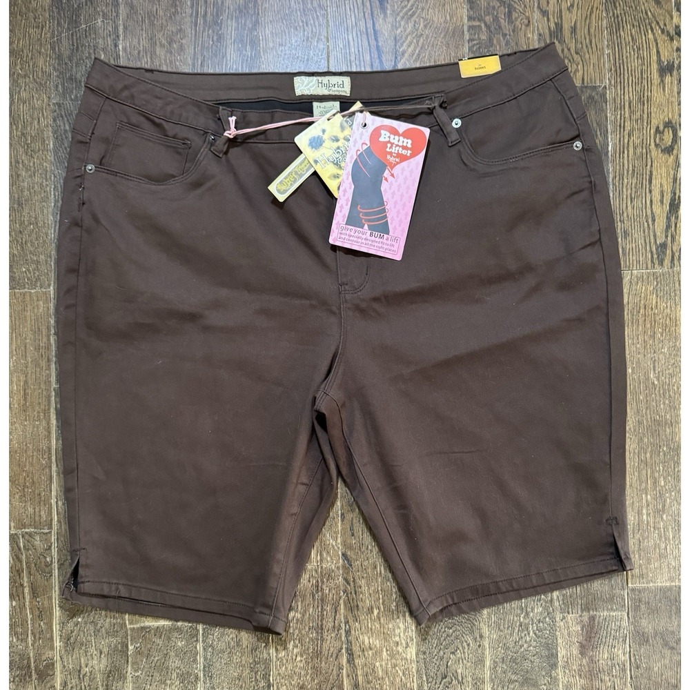 Hybrid & Company Jean Shorts Womens 24 Brown New Bermuda Bum Lifter Denim